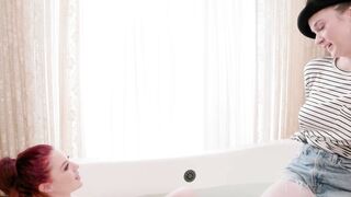 MOMMYS WOMEN - Caring Hazel Moore Gets Fingering While Taking A Hot Tub With Her Pretty Big Boobed Stepmom