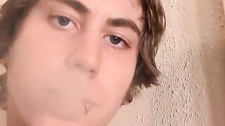 Blonde Carl plays cock while chain smokin