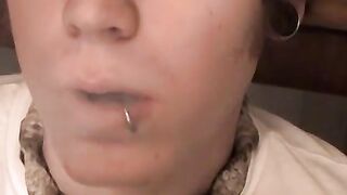 Blonde Carl plays cock while chain smokin