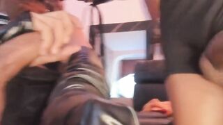 Two hot shemale Jerking their massive cock together.