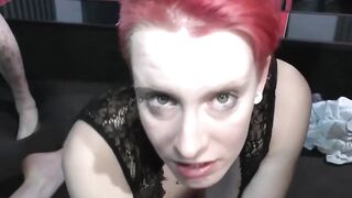 Cum-hungry ginger at an sex party into the swingers club
