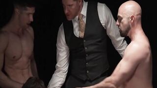 Gorgeous Cole Blue bent over for a passionate threesome ass fucking session with hunk