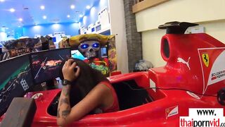 Thin amateur Thai 19 yo Namtaan galopping on a rough white cock