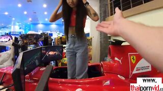 Thin amateur Thai 19 yo Namtaan galopping on a rough white cock