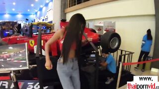 Thin amateur Thai 19 yo Namtaan galopping on a rough white cock