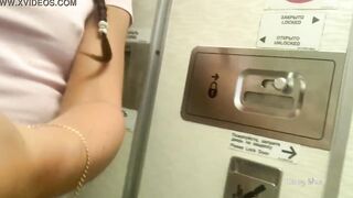 Risky Peeing and Masturbation on Airplane bathroom