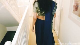 Young Desi sluts into saree is blackmailed to offer her grandfather a fellatio