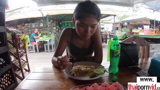 Amateur Thai barely legal Namtaan asks bf to feed her hungry eastern cunt