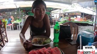 Amateur Thai barely legal Namtaan asks bf to feed her hungry eastern cunt