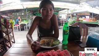 Amateur Thai barely legal Namtaan asks bf to feed her hungry eastern cunt