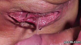 Incredible celeb gets her pink pussy absolute of warm piss and squirts