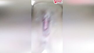 Fat Thai cunt with mouth finger fuck and fucks her twat with eggplant