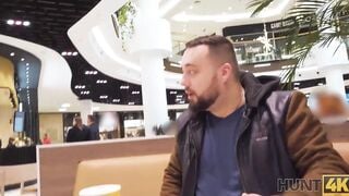HUNT4K. Cuck stays into the outside WC watching GFs sex with Hunter
