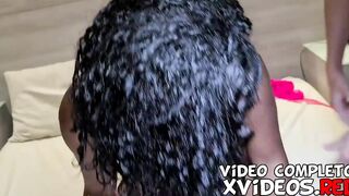 Brazilian ebony 18 on amateur interracial 3 way fuck until got all the cum on her mouth