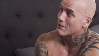 Busty brunette Scarlett Alexis takes an intense pussy fucking from an inked stud