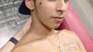 Oiling muscle body of Angelo Gabor and his big dick