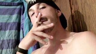 Cutie Puppy nearly finishes his pack of cig during a fat horny cock