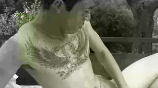 I lay down and let tattooed Ayun swallow and jerk my gigantic penis