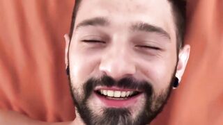Tattooed latino Igor Lucious strokes my cock to harvest juicy cum