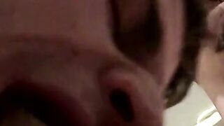 Intimate throatfucking experience on our sofa after smoking