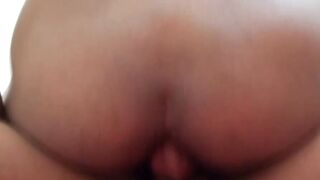 Naughty Asian gay bareback rides big dick before warm facial