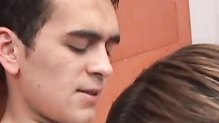 Raunchy amateur twinks ass fuck bareback in the bedroom