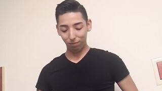 Rion Rivers slowly wanking his cock until he cums hard