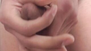 Rion Rivers slowly wanking his cock until he cums hard