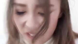 Oriental adolescent absorbs her undies and the floor with piss