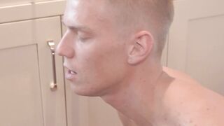Skinny twink barebacks blond jock lover in the kitchen