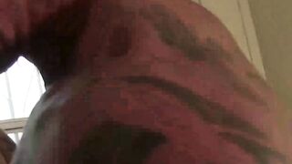 Sexy London Bexley jerks cock while getting face fucked by muscular daddy Ray Dalton