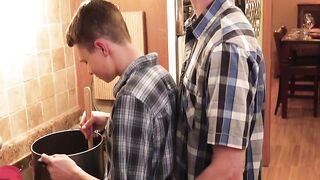 Young and hungry Austin Young gets extremely spit roasted by me and Jacob