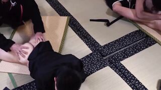 Dominant Dojo master Duncan Ku buries his hard dick into twinks in foursome