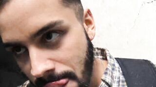 LatinoJuice.com - Bearded hottie Antonio showered on his face by my sticky load of cu