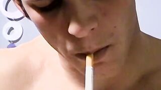 Hot Chad flexed every muscle while puffing his red cig