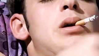 Hot Chad flexed every muscle while puffing his red cig