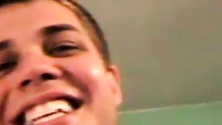 Beautiful teen sucking big cock and hammered in threesome