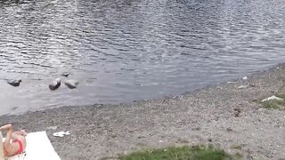 Fucking babe German blonde outside inside a bikini