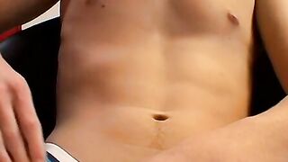 Young Joey Steels rubs his dick over his sexy undies