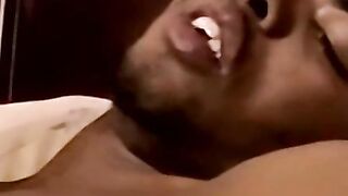 Straight black jock cums in mature mans mouth after blowjob