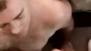 Straight black jock cums in mature mans mouth after blowjob