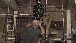 Helpless twink has his cock stroked by older gay master