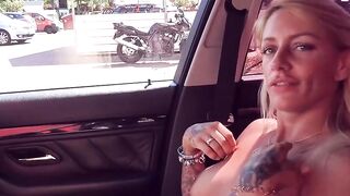 Vehicle sex on a blind date with a blonde tattoo celeb