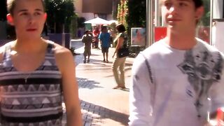 Twink unloads jizz on himself white his ass is anal slammed