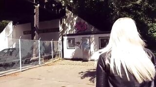Public sex met inside the forest with a chubby blonde