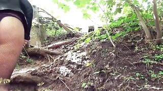 Public sex met inside the forest with a chubby blonde