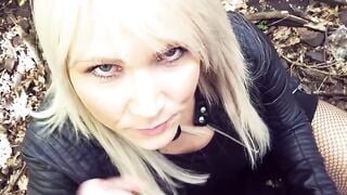 Public sex met inside the forest with a chubby blonde