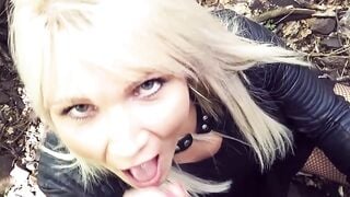 Public sex met inside the forest with a chubby blonde