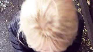 Public sex met inside the forest with a chubby blonde