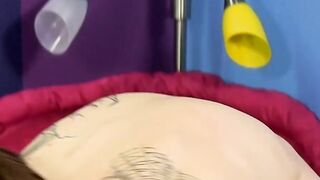 Young gays play with body paint before rough anal pounding
